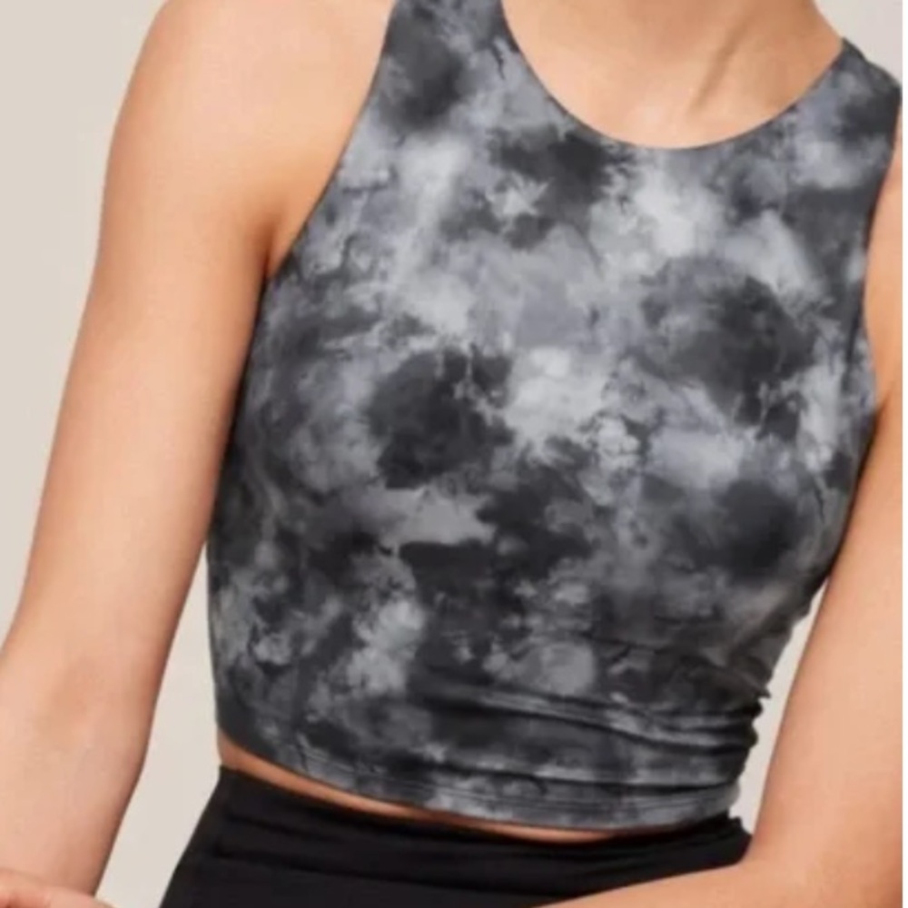Athleta Black and Gray Women's Conscious Crop Top